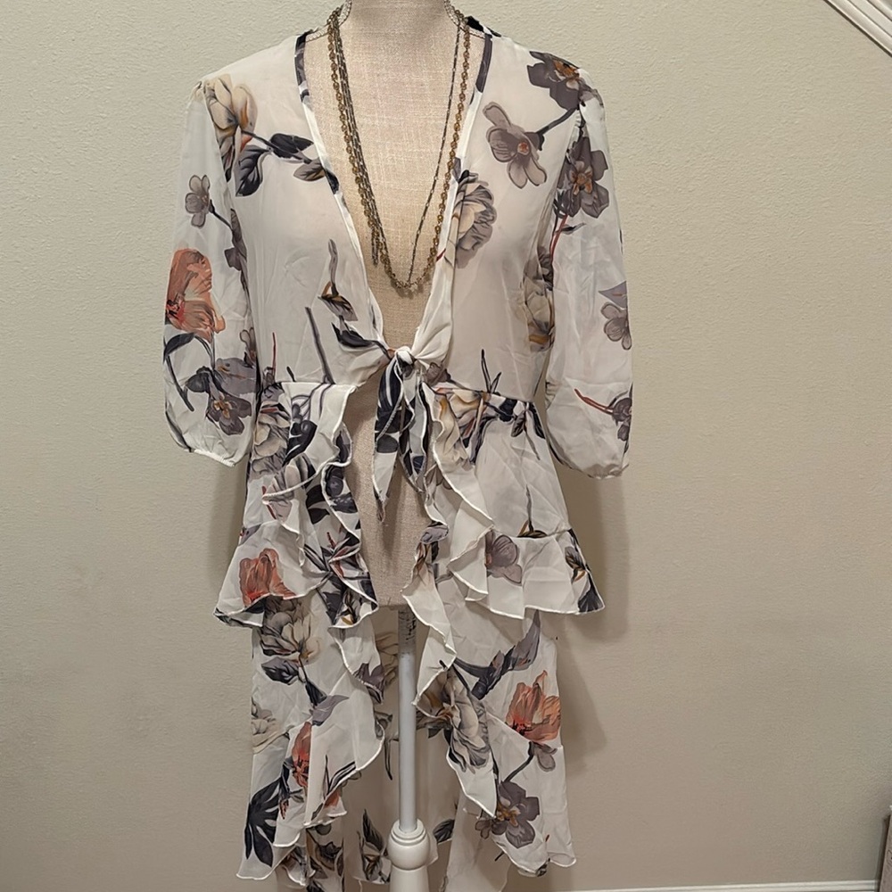 Sheer flower top/cover up